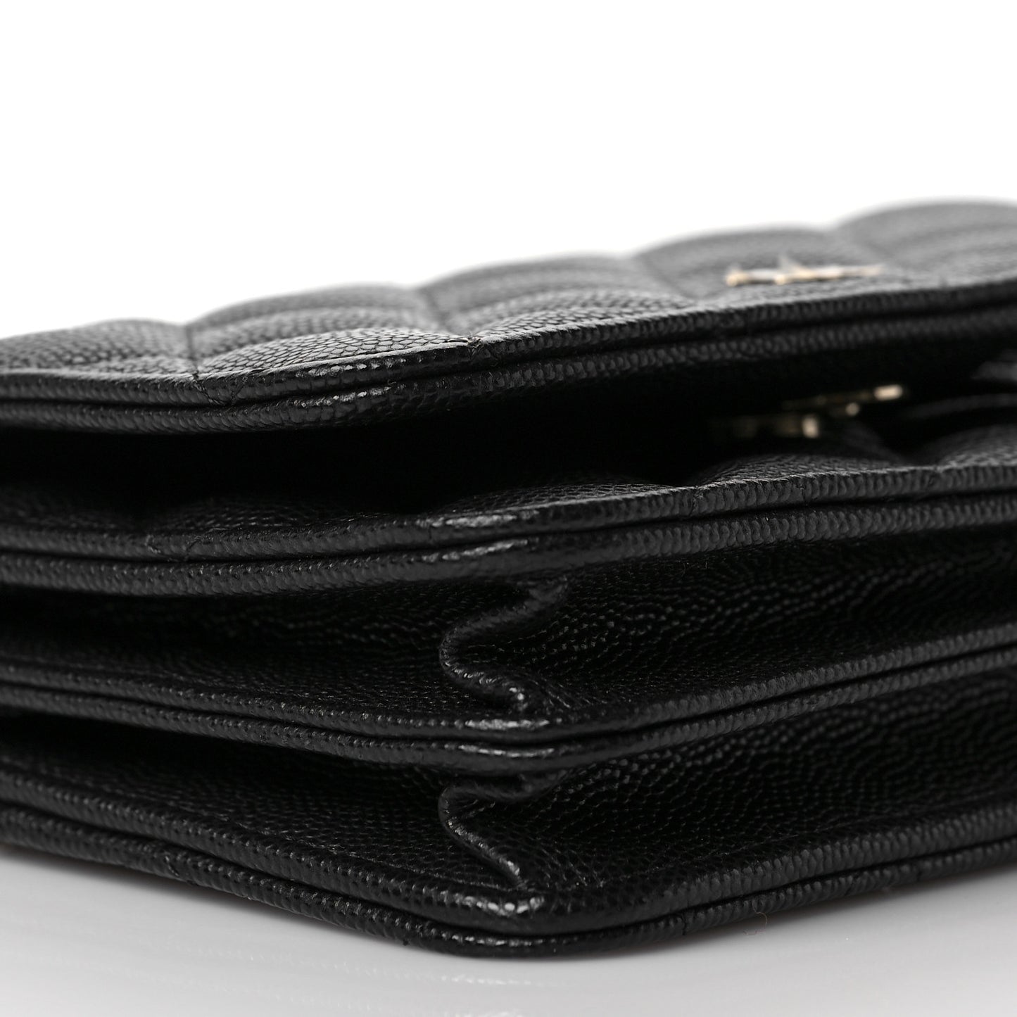 Caviar Quilted Mini Wallet On Chain WOC Black
