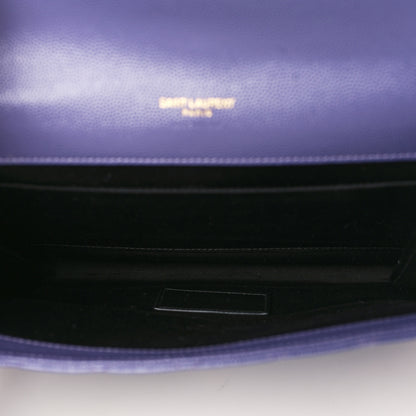 Saint Laurent Grain De Poudre Textured Mixed Matelasse Triquilt Monogram Clutch Dark Wisteria 5 of 10