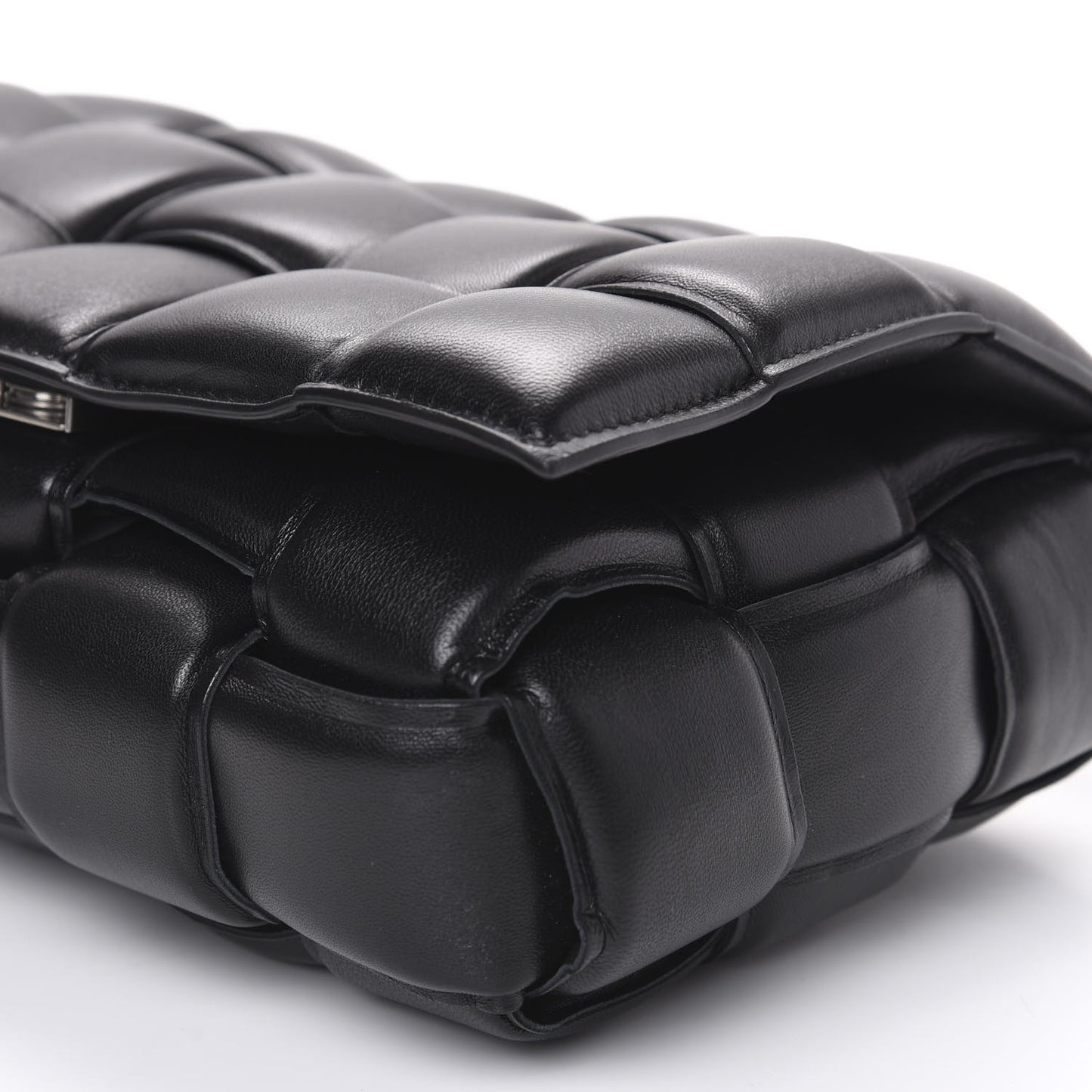 Nappa Maxi Intreccio Padded Cassette Crossbody Bag Black