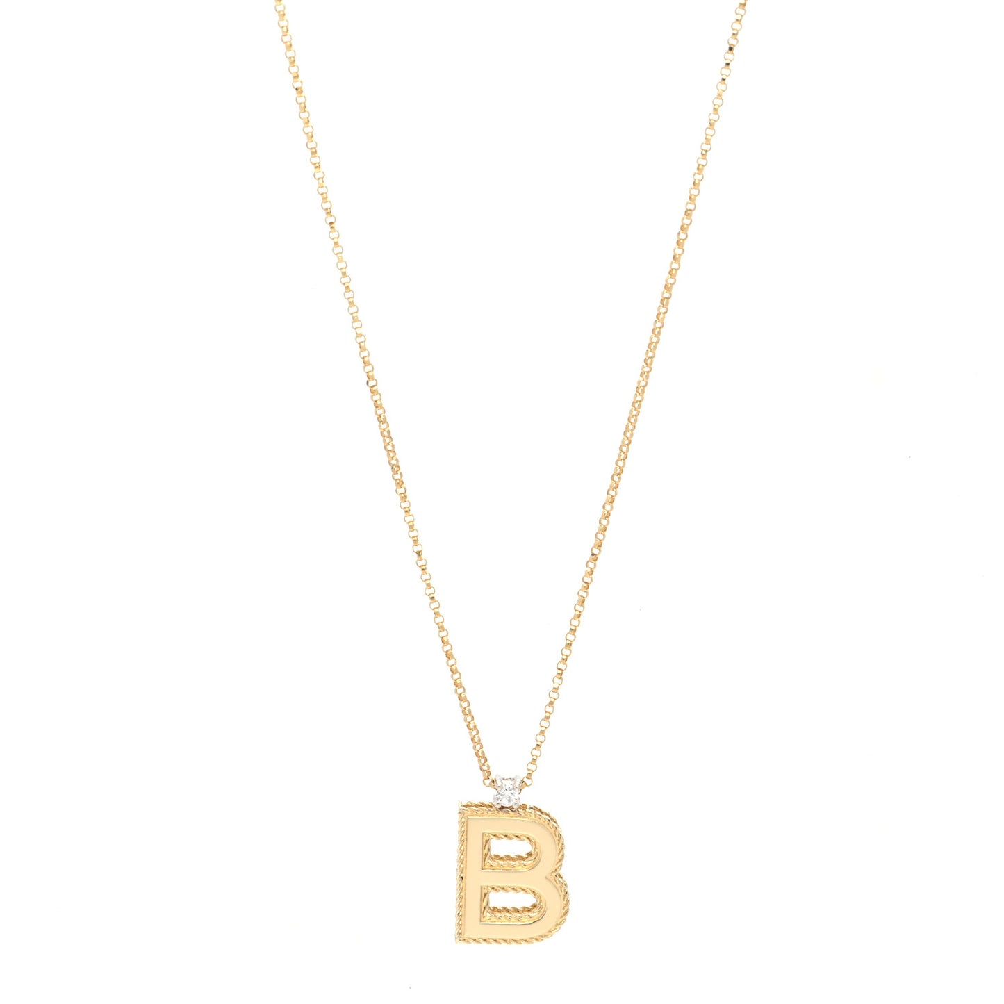 18K Yellow Gold Diamond Letter B Pendant Necklace