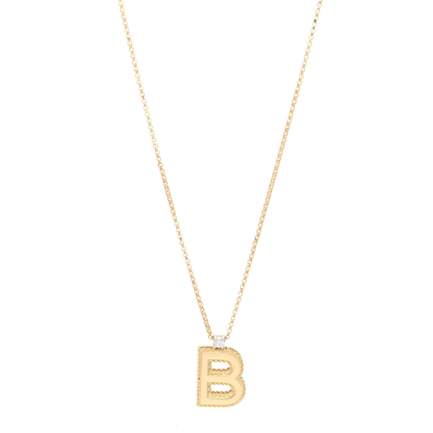 Roberto Coin 18K Yellow Gold Diamond Letter B Pendant Necklace 1 of 5