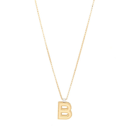 Roberto Coin 18K Yellow Gold Diamond Letter B Pendant Necklace 1 of 5