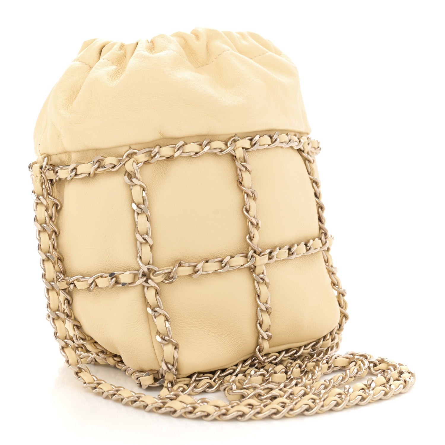 Chanel Lambskin Bucket Chain Drawstring Bag Yellow 3 of 11