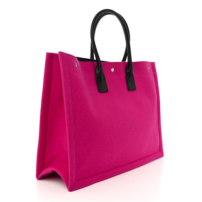 Saint Laurent Wool Rive Gauche Tote Fuchsia 3 of 12
