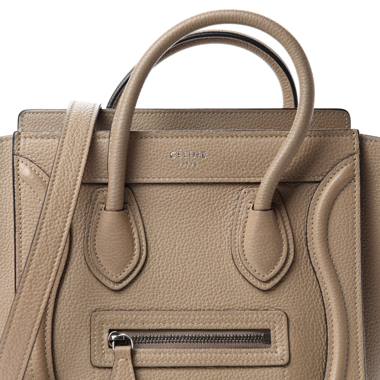 Celine Drummed Calfskin Nano Luggage Dune 9 of 9