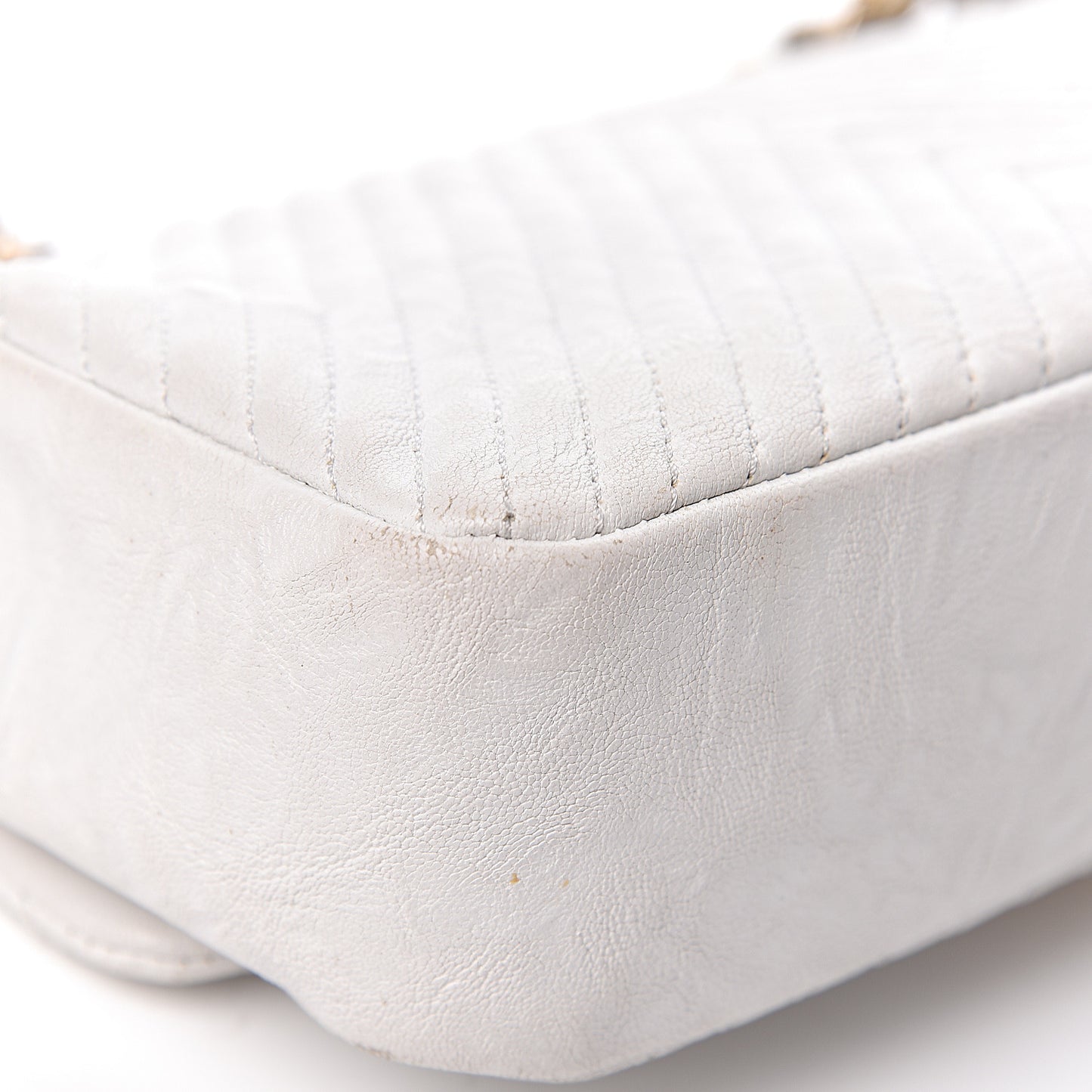 Calfskin Surpique Chevron Small Flap White