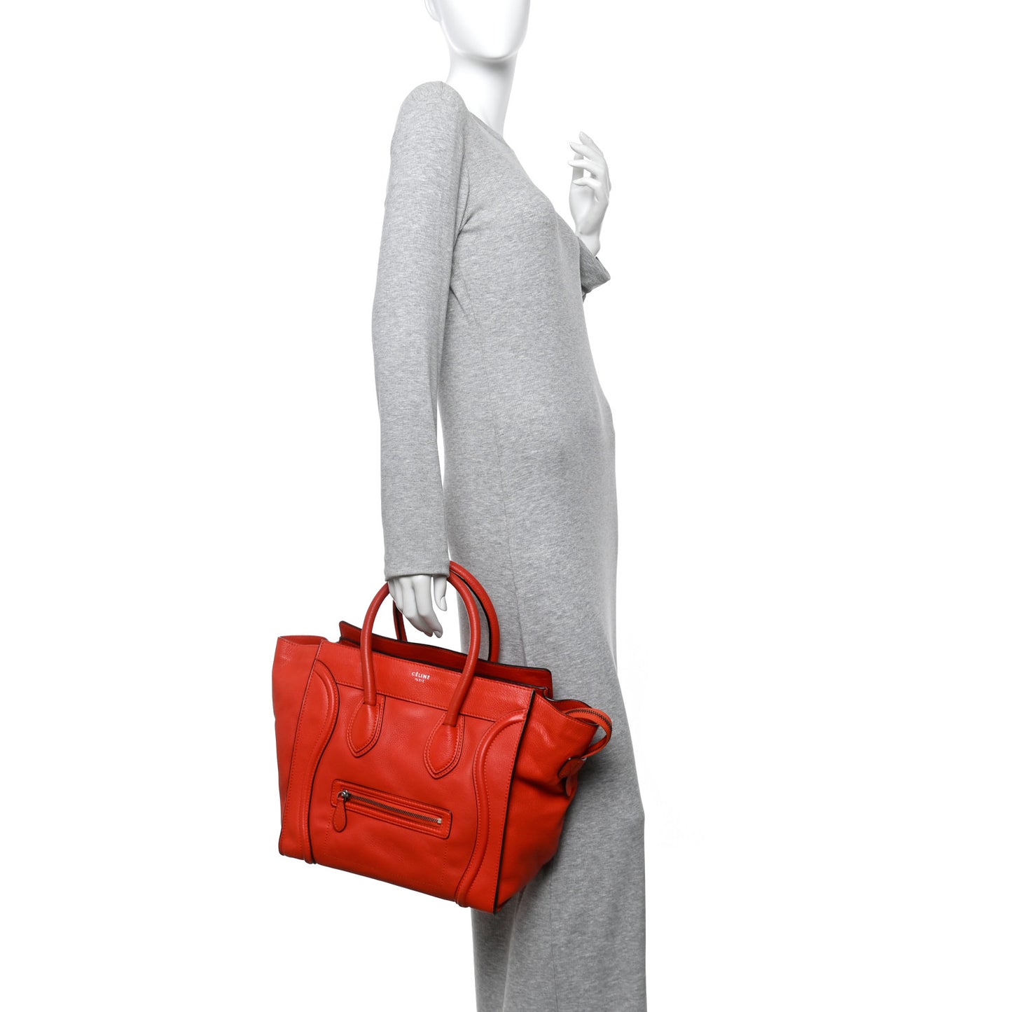 Drummed Calfskin Mini Luggage Coquelicot