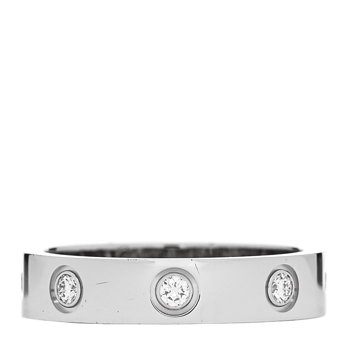 18K White Gold 8 Diamond 4mm Wedding Band LOVE Ring 49 5