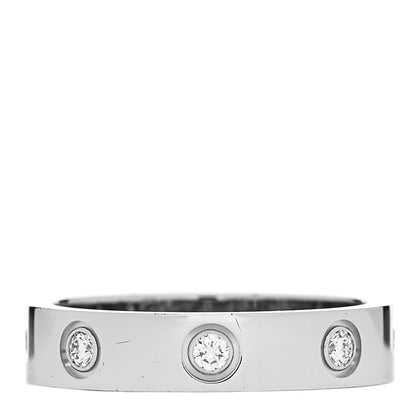 Cartier 18K White Gold 8 Diamond 4mm Wedding Band LOVE Ring 49 5 1 of 4