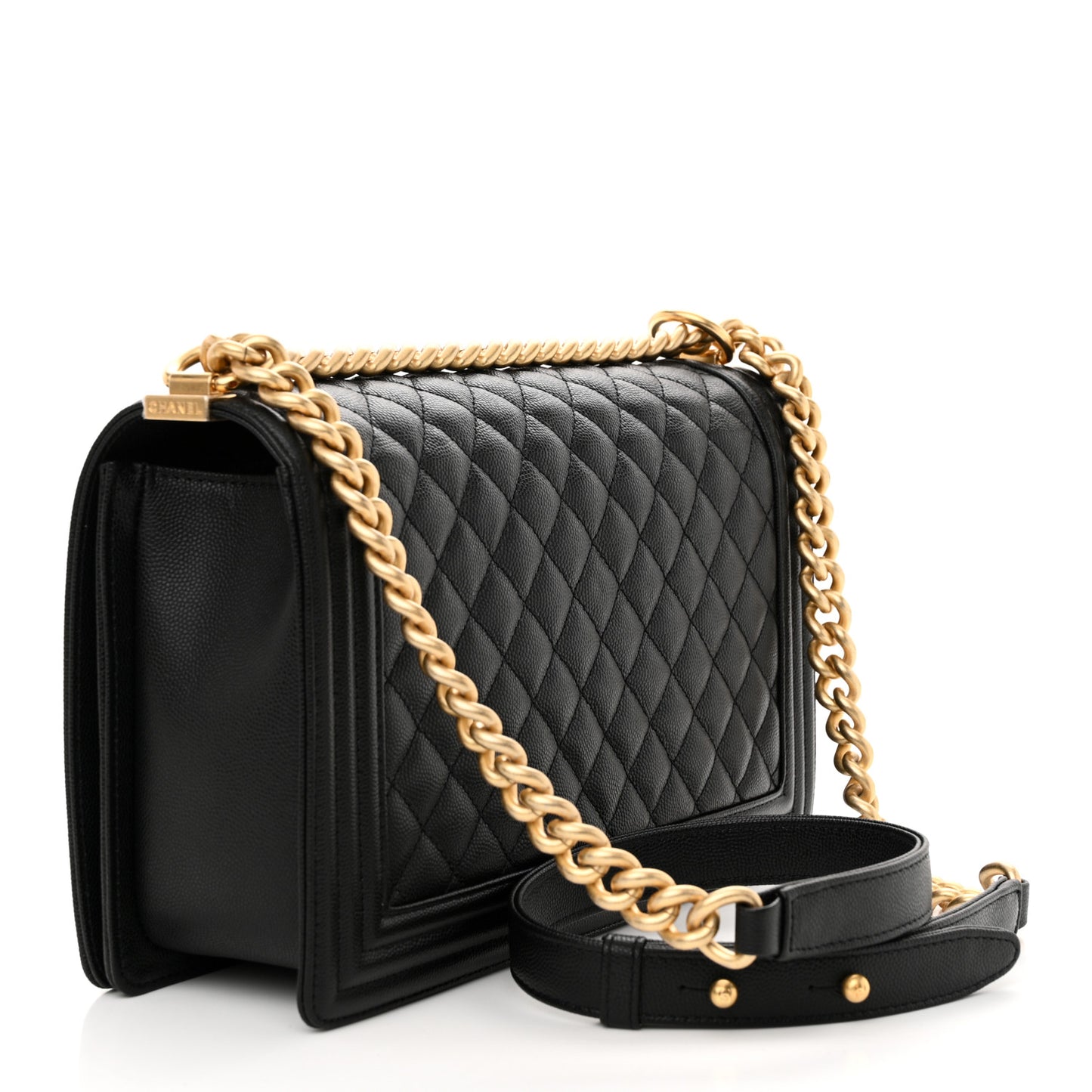 Calfskin Quilted New Medium Boy Flap Black