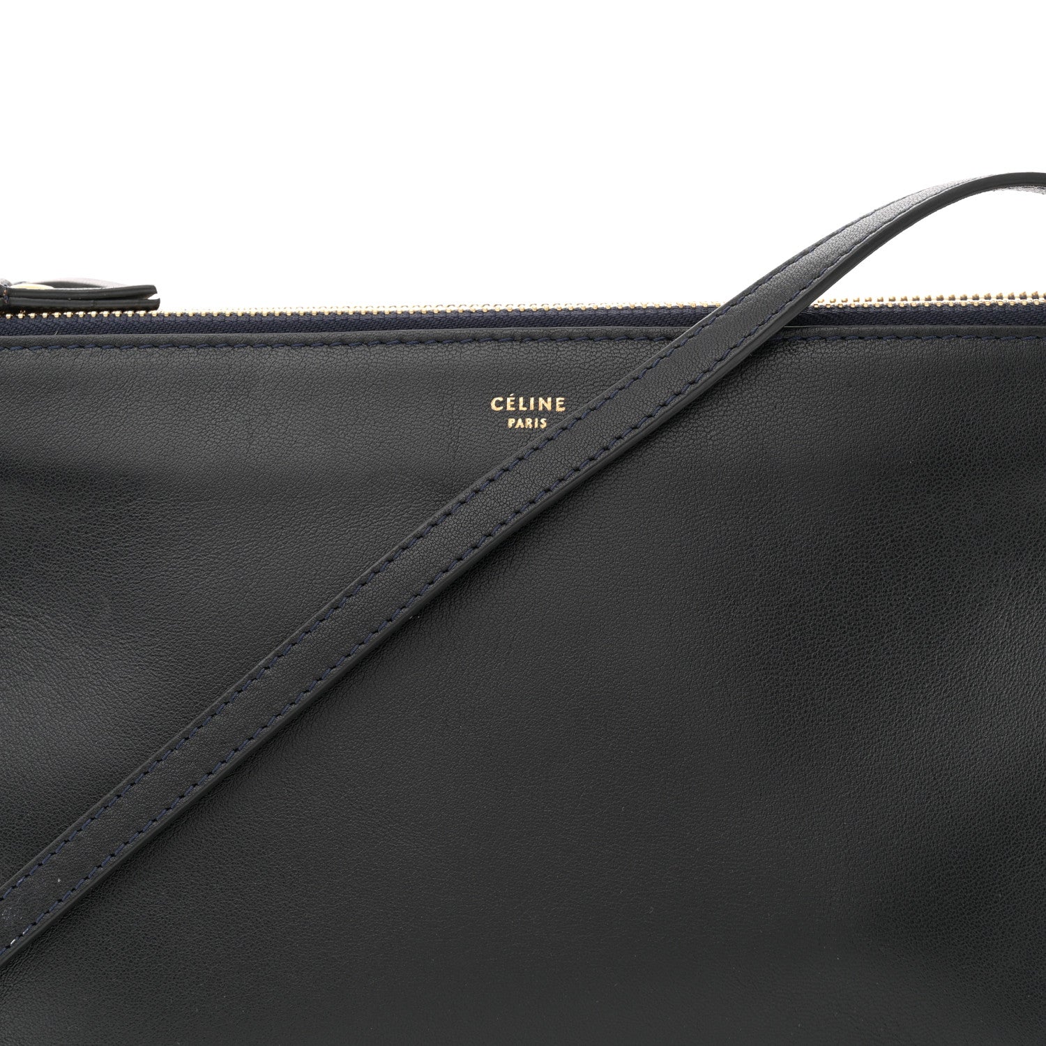 Celine Lambskin Large Trio Crossbody Bag Navy Blue 7 of 13