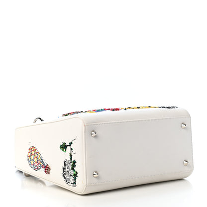 Christian Dior Smooth Calfskin Eiffel Tower Embroidered Medium Lady Dior White Multicolor 5 of 14