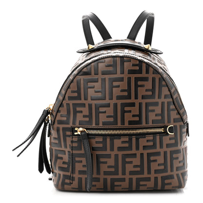 Fendi Vitello Bi-Color FF 1974 Embossed Mini Backpack Maya Black 1 of 12