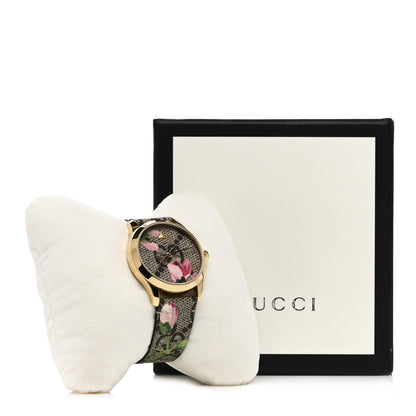 Gucci Stainless Steel Canvas 38mm G-Timeless Supreme GG Blooms Quartz Watch Brown 5 of 5