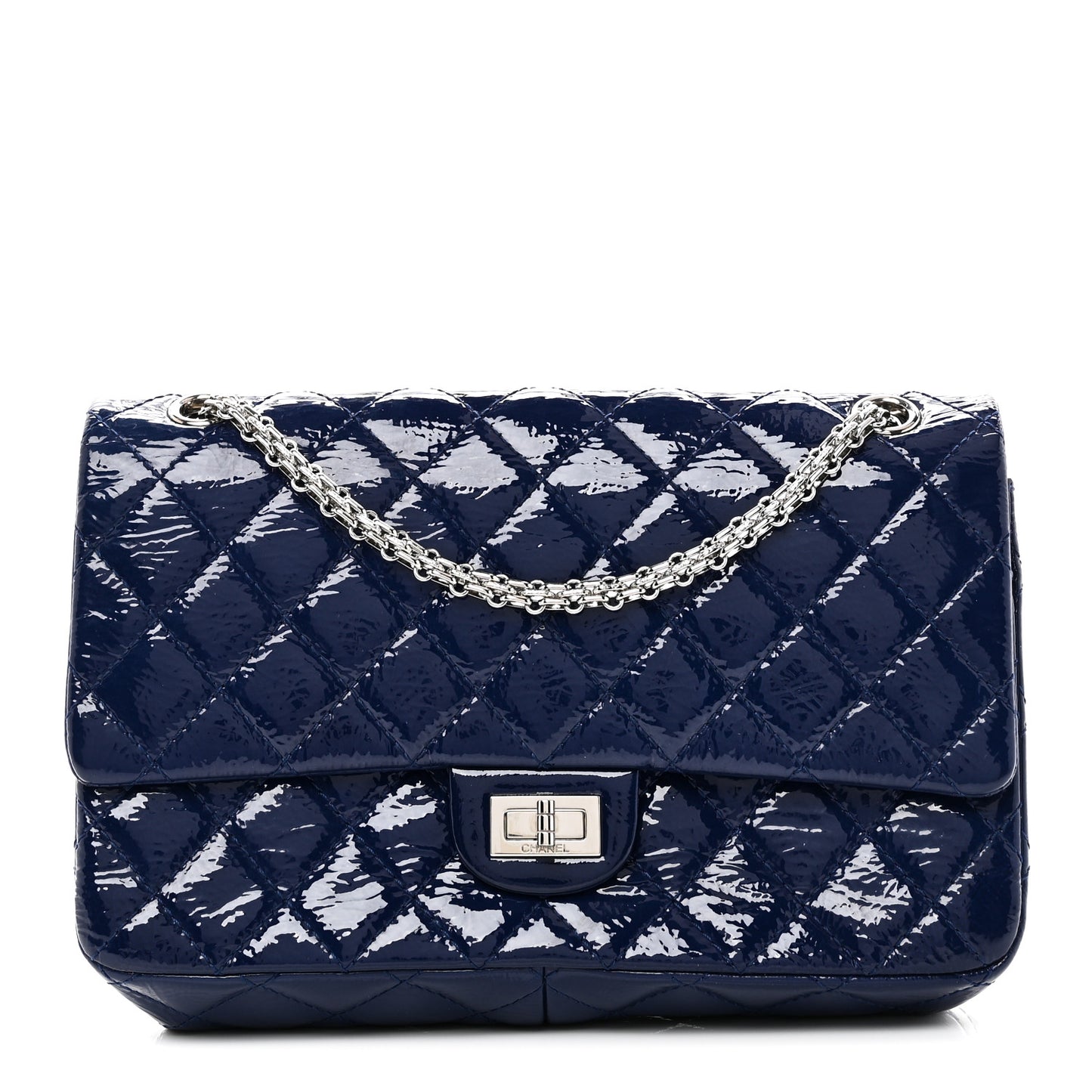 Distressed Patent Quilted 2.55 Reissue 226 Flap Blue