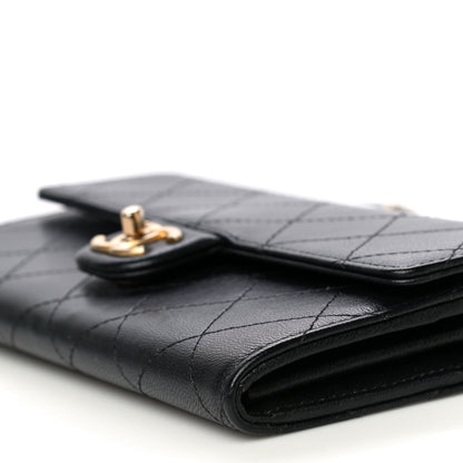 Chanel Goatskin Quilted Chic Pearls Clutch With Chain Black 12 of 15