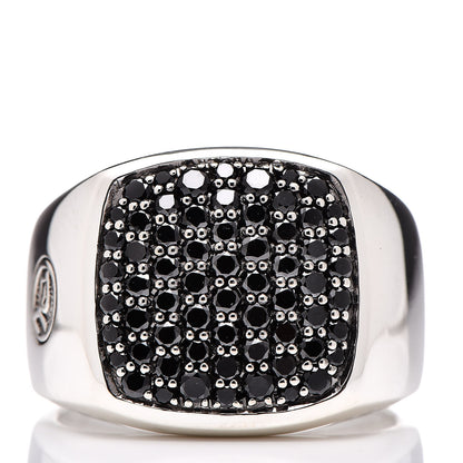 David Yurman Sterling Silver Black Diamond Signet Ring 69 12.5 1 of 5