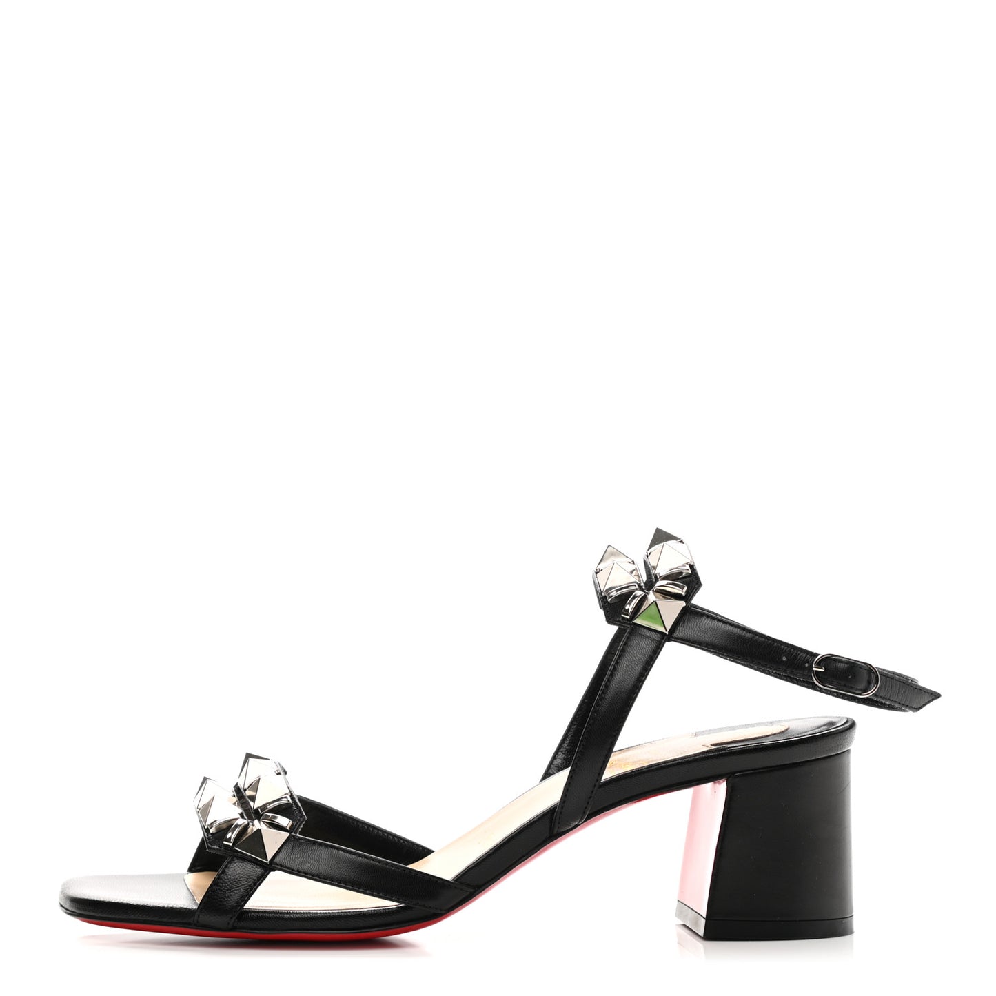 Calfskin Studded Galerietta Sandals 38.5 Black