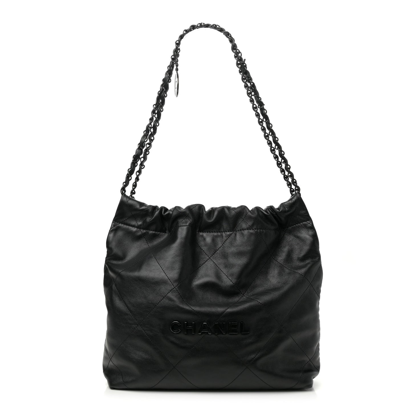 Shiny Calfskin Quilted Small Chanel 22 So Black