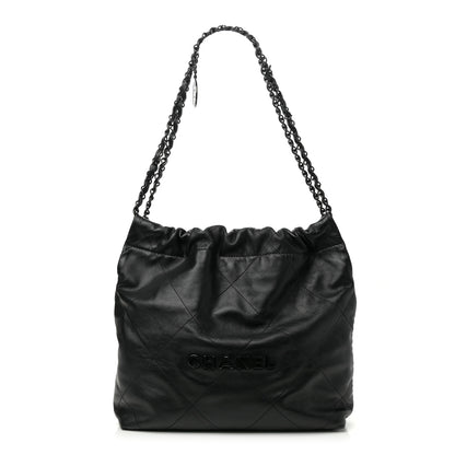 Chanel Shiny Calfskin Quilted Small Chanel 22 So Black 1 of 11