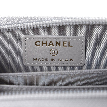 Chanel Caviar Quilted Boy Zip Around Coin Purse Wallet Grey 6 of 8
