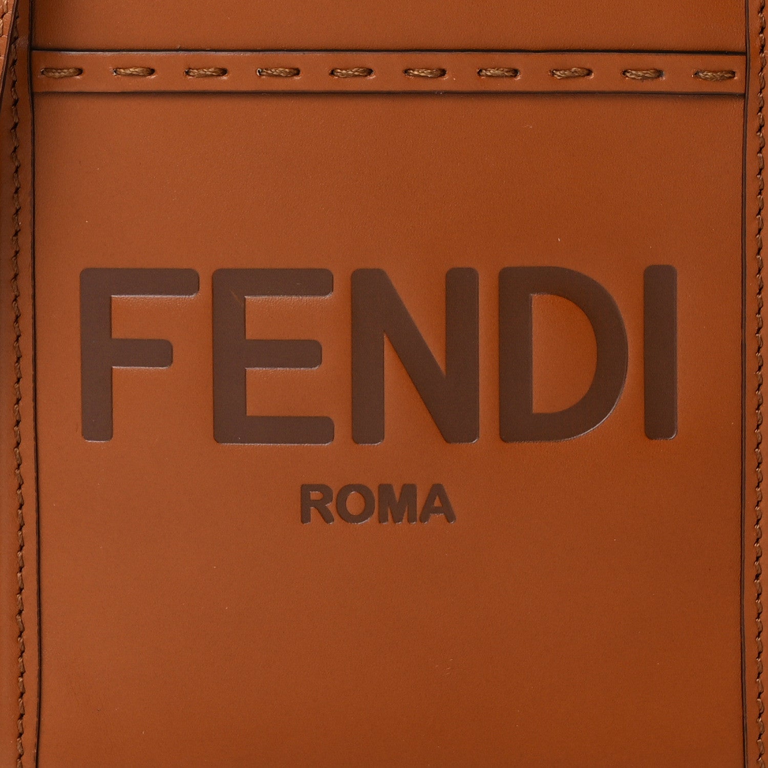 Fendi Vitello King Plexiglass Logo Embossed Mini Fendi Sunshine Shopper Tote Cuoio 8 of 12