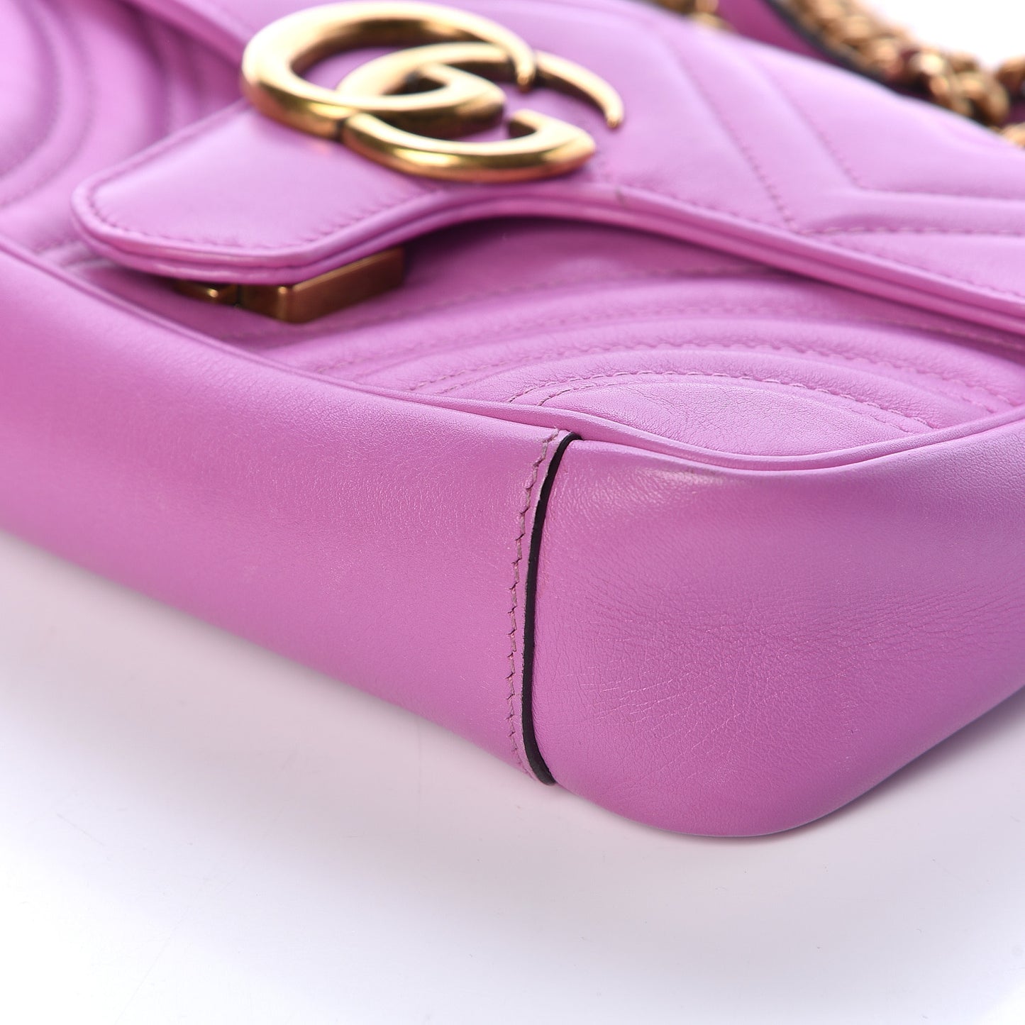 Calfskin Matelasse Mini GG Marmont Shoulder Bag Candy Mousse
