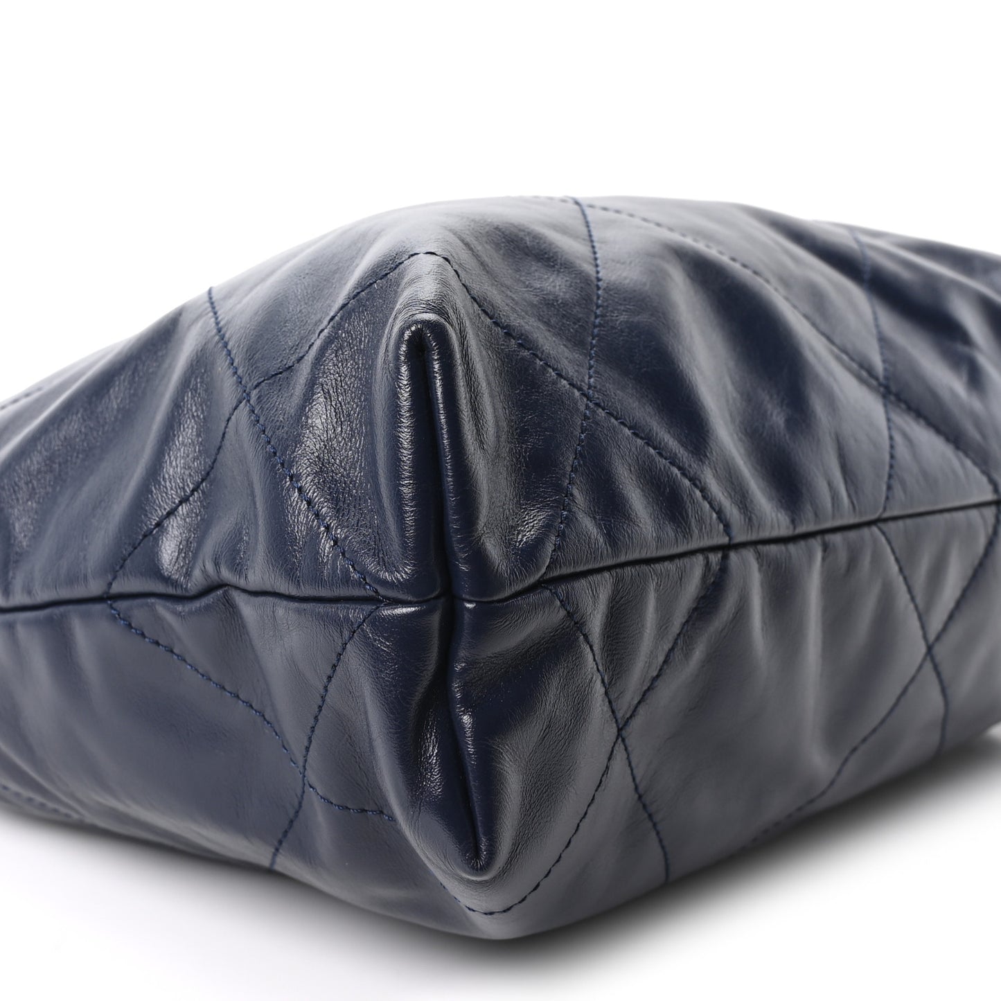 Shiny Calfskin Quilted Small Chanel 22 Navy