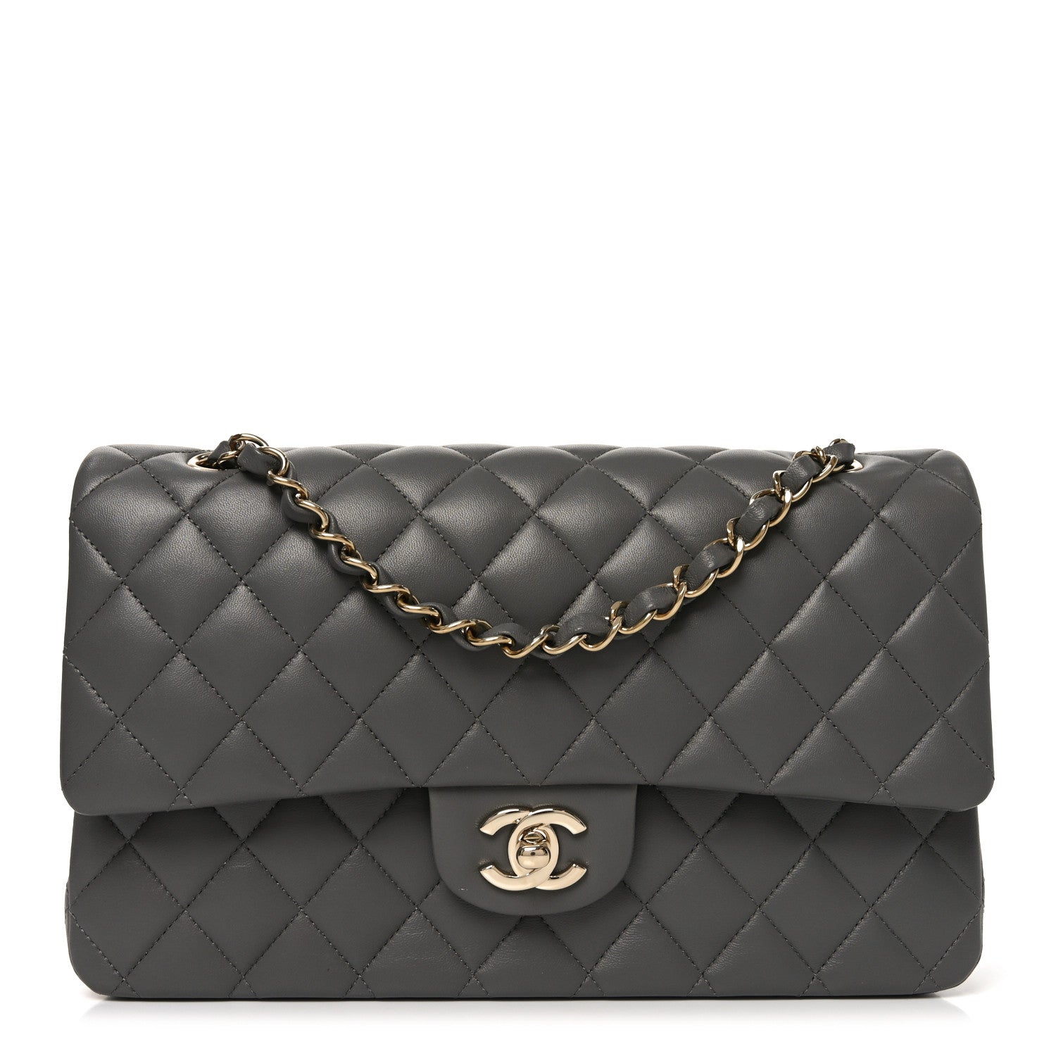 Chanel Lambskin Quilted Medium Double Flap Grey 1 of 11