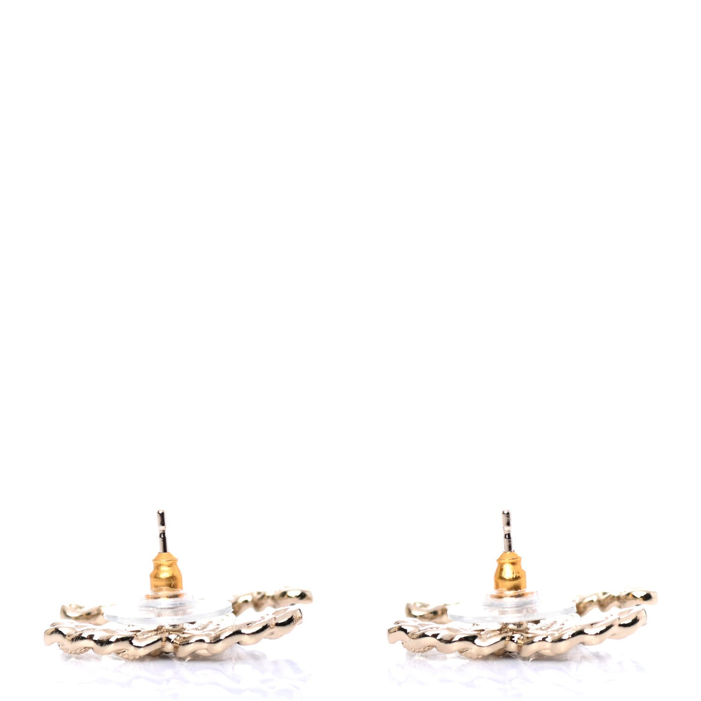 Enamel Metal Chain French New Wave CC Earrings Black Gold