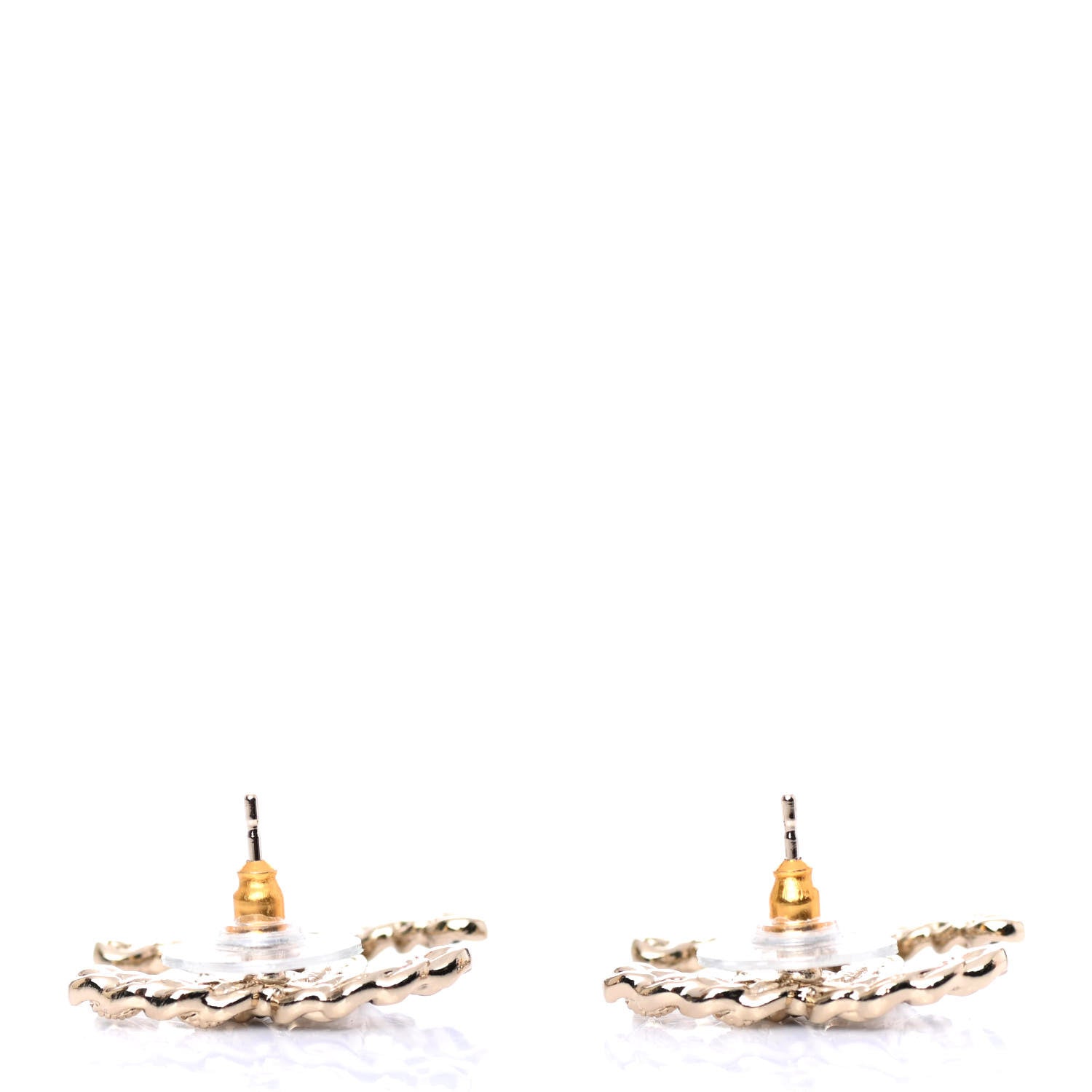 Chanel Enamel Metal Chain French New Wave CC Earrings Black Gold 3 of 4