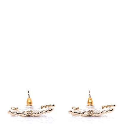 Chanel Enamel Metal Chain French New Wave CC Earrings Black Gold 3 of 4