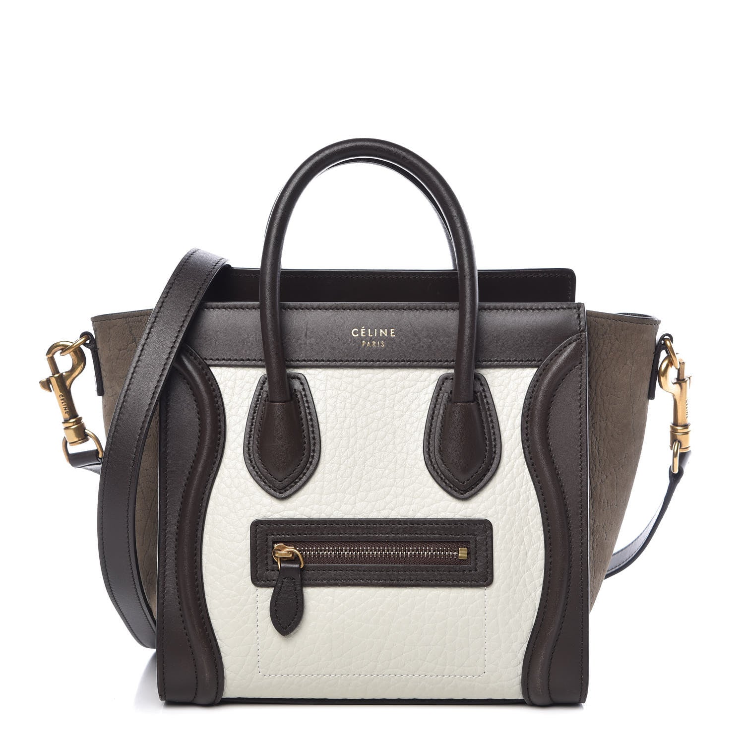 Celine Grained Baby Calfskin Nubuck Nano Tri-Color Luggage Olive 1 of 13
