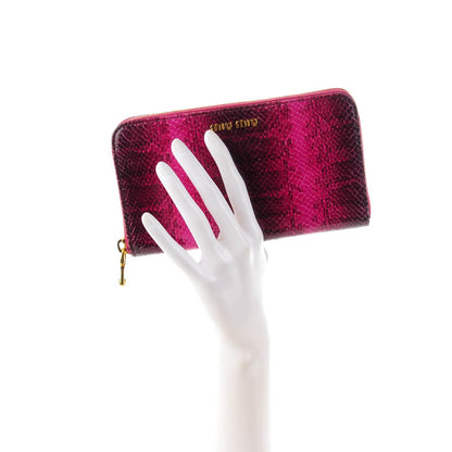 Miu Miu Vitello Ayers Embossed Zip Around Wallet Peonia 2 of 7