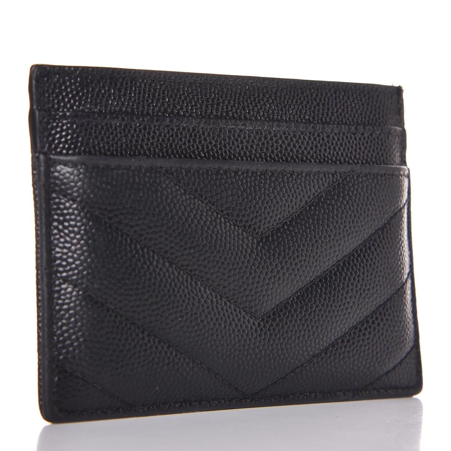 Grain De Poudre Matelasse Chevron Monogram Credit Card Case Black