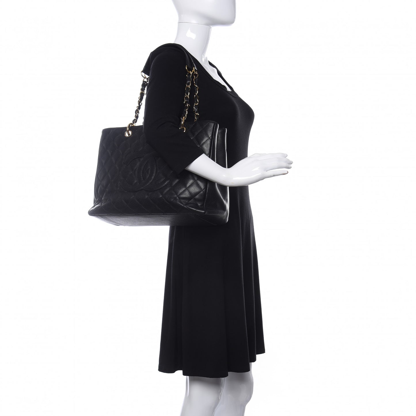 Caviar Quilted Grand Shopping Tote GST Black