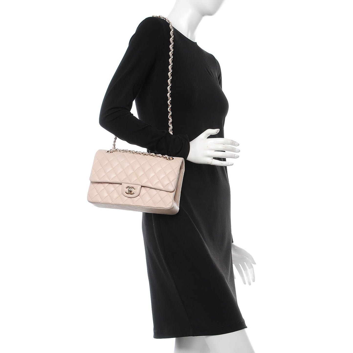 Lambskin Quilted Medium Double Flap Light Pink