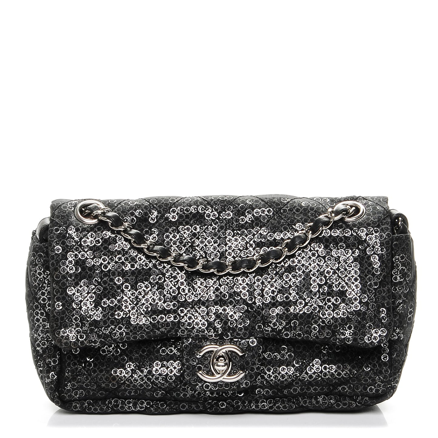 Sequin Mesh Medium Single Flap Black