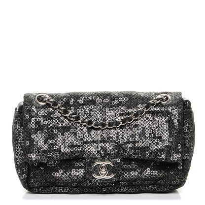 Chanel Sequin Mesh Medium Single Flap Black 1 of 7