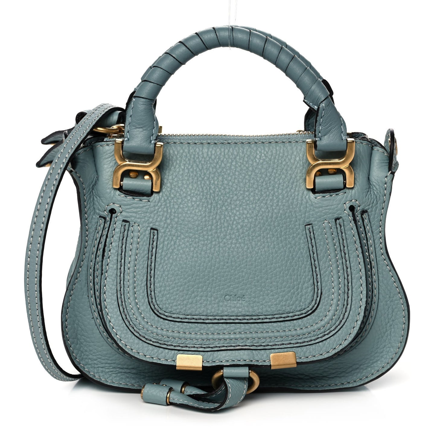 Calfskin Mini Marcie Satchel Mint Blue