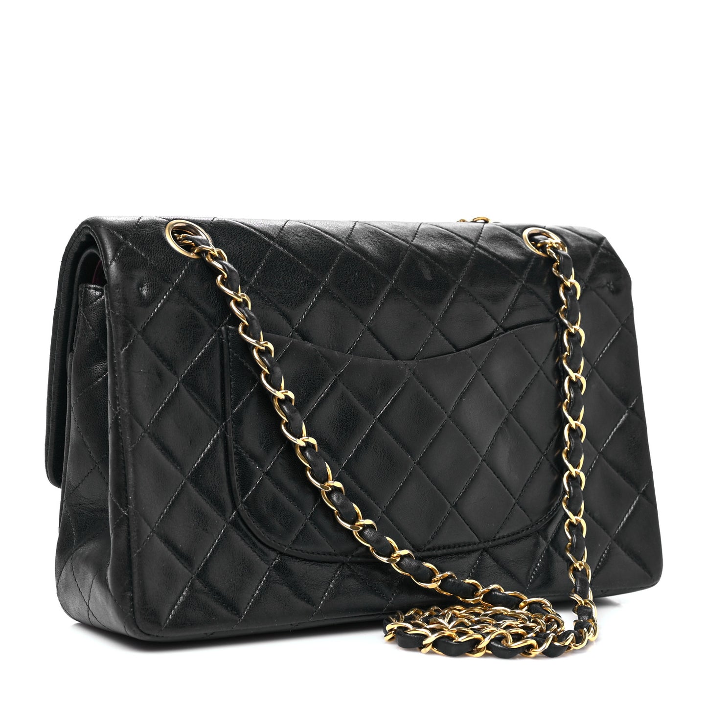 Lambskin Quilted Medium Double Flap Black