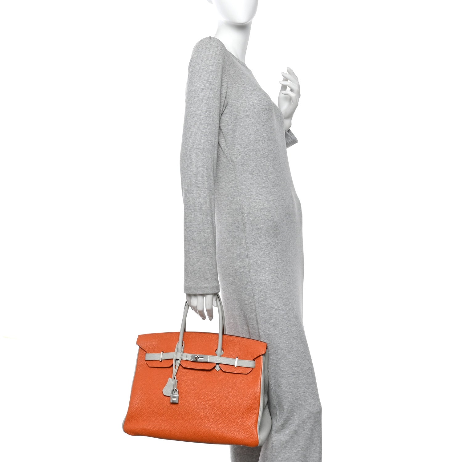 Hermes Togo Horseshoe Birkin 35 Orange Gris Perle 2 of 10