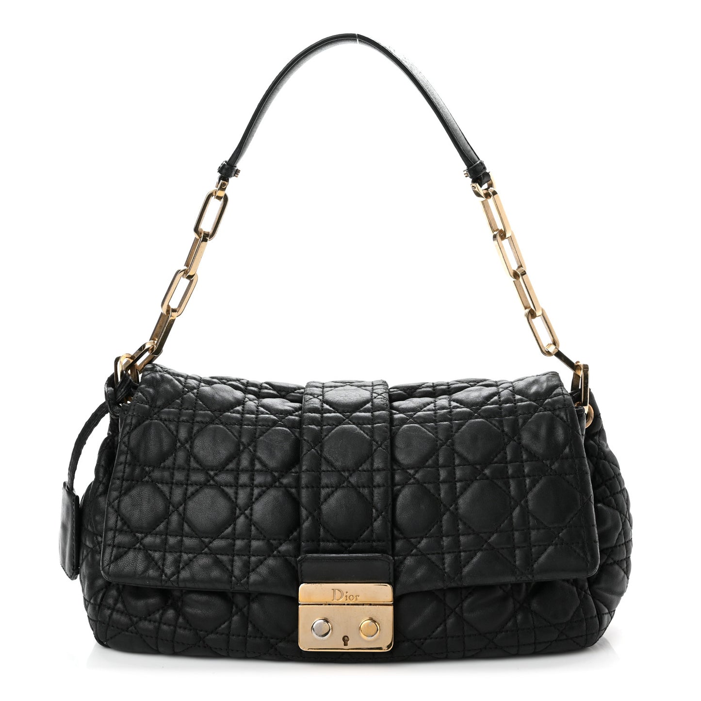 Lambskin Cannage Large New Lock Flap Black