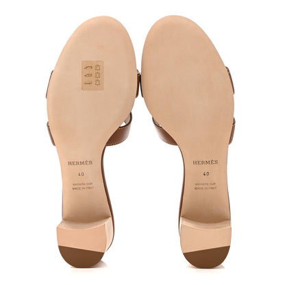 Hermes Calfskin Oasis Sandals 40 Gold 6 of 9