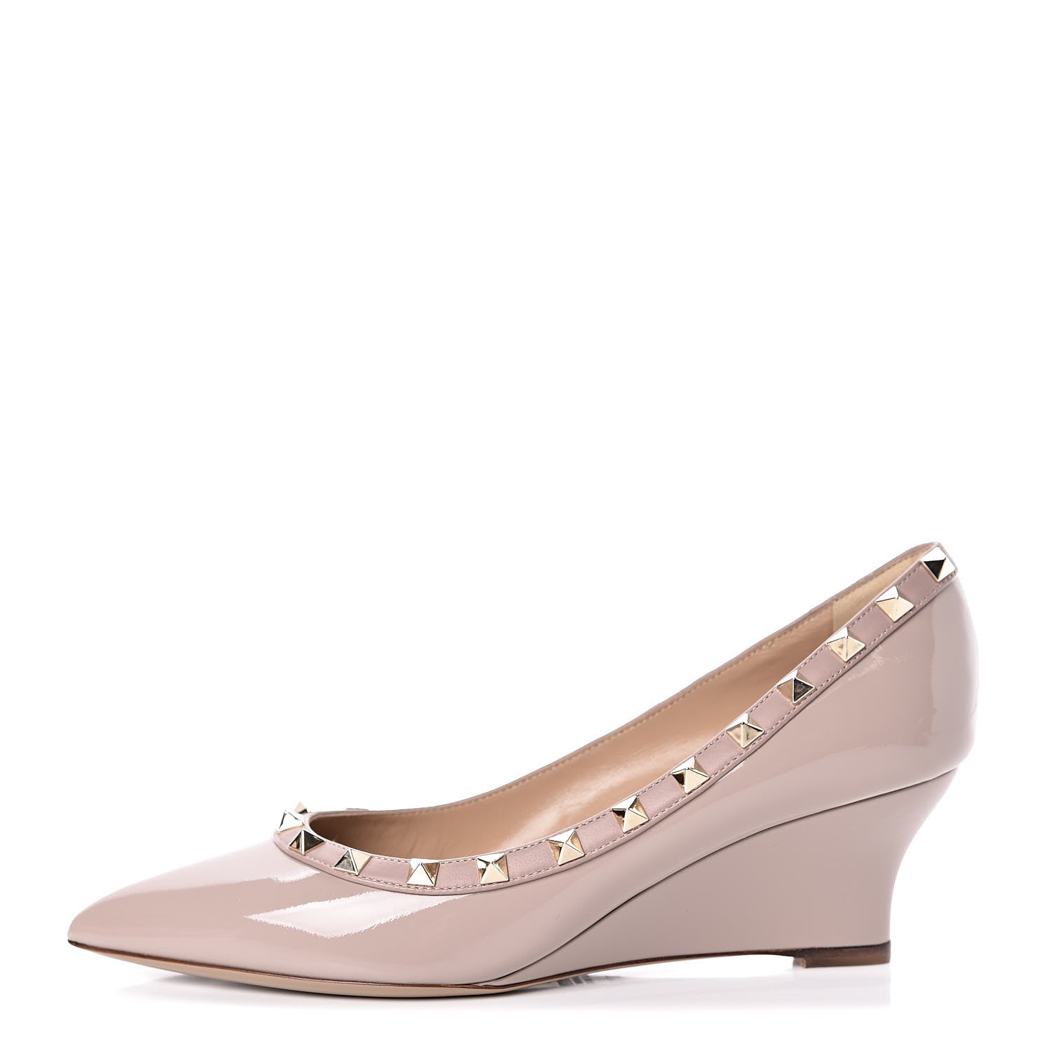Valentino Garavani Patent Rockstud 70mm Wedges 37.5 Poudre 1 of 9