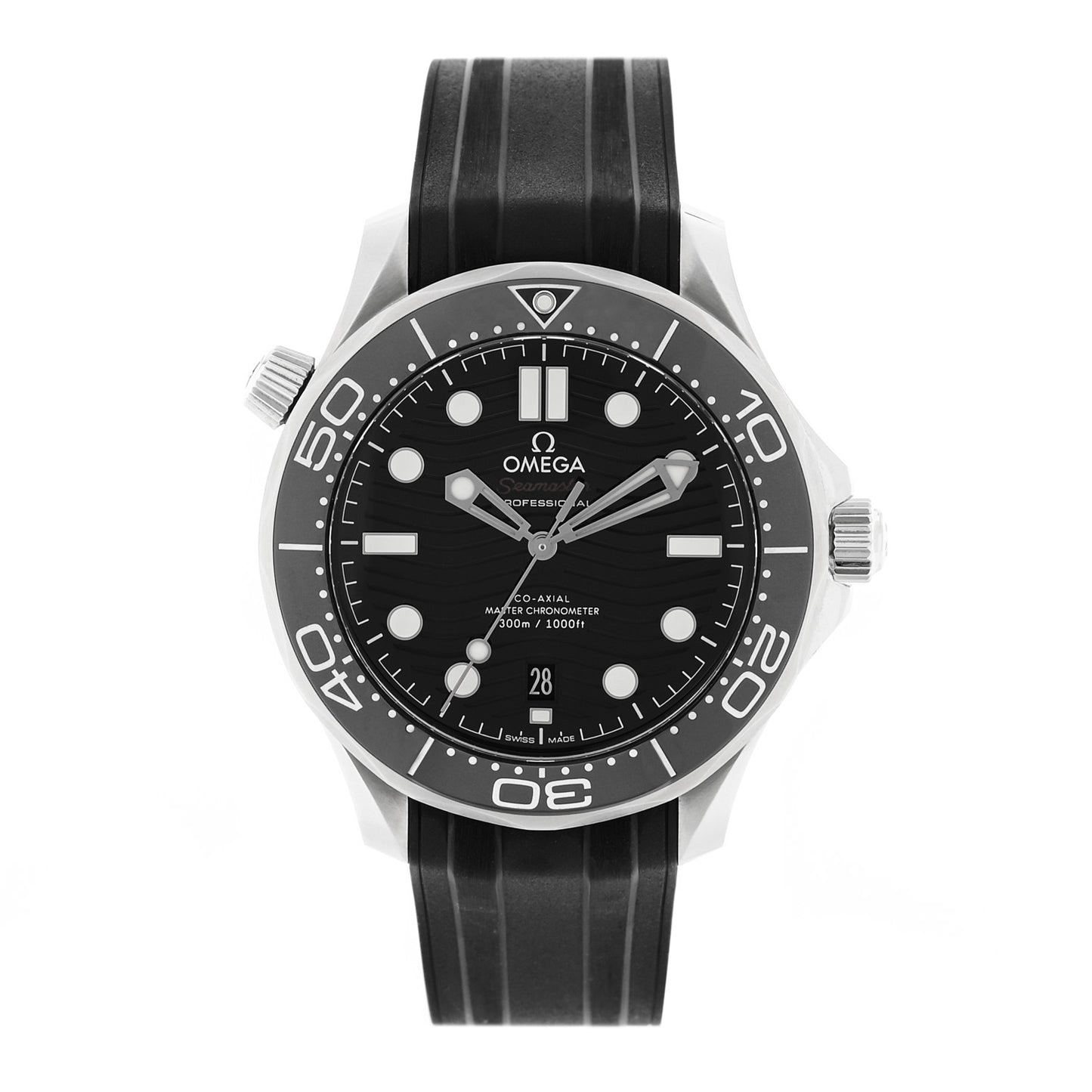Stainless Steel Rubber 42mm Seamaster Diver 300M Co-Axial Master Chronometer Automatic Watch Black 210.32.42.20.01.001