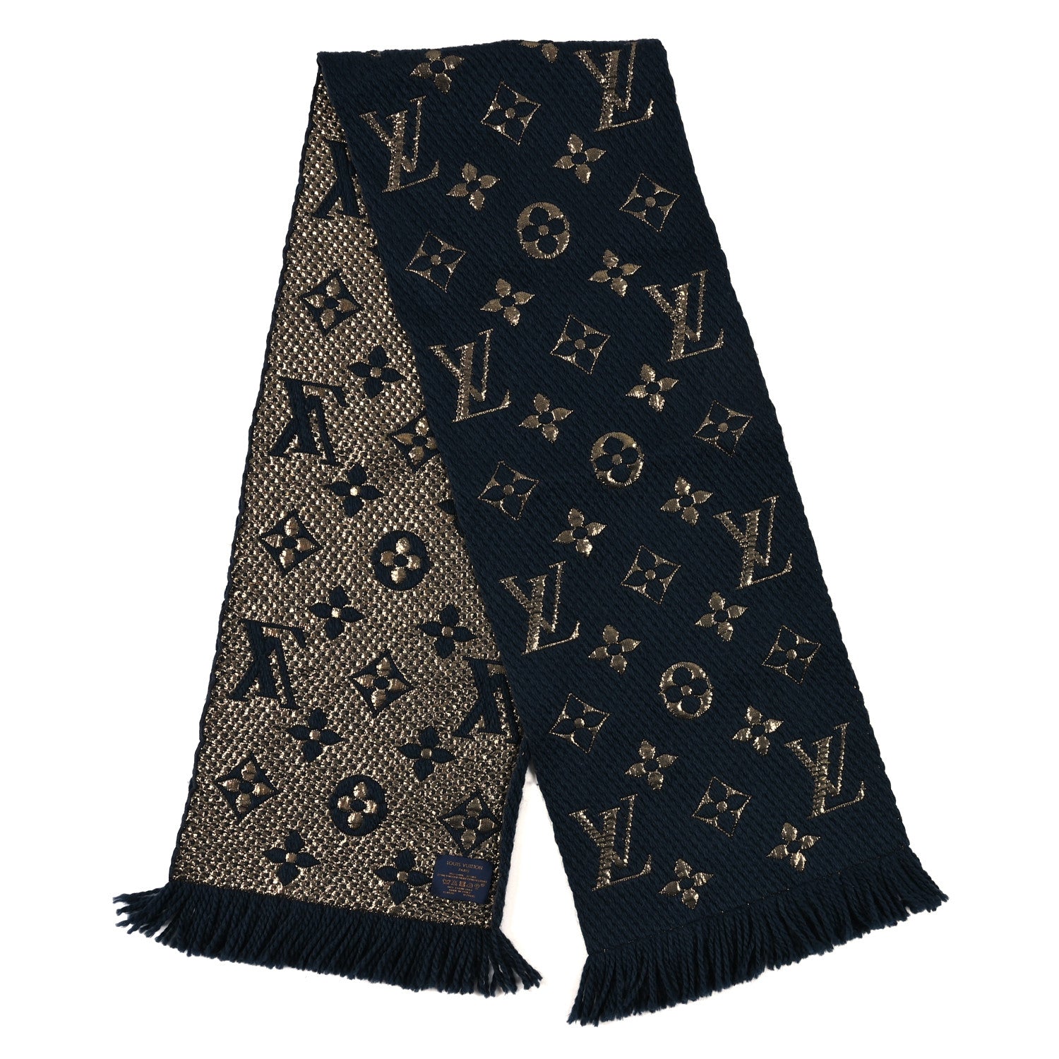 Louis Vuitton Wool Silk Logomania Shine Scarf Petrol 2 of 3