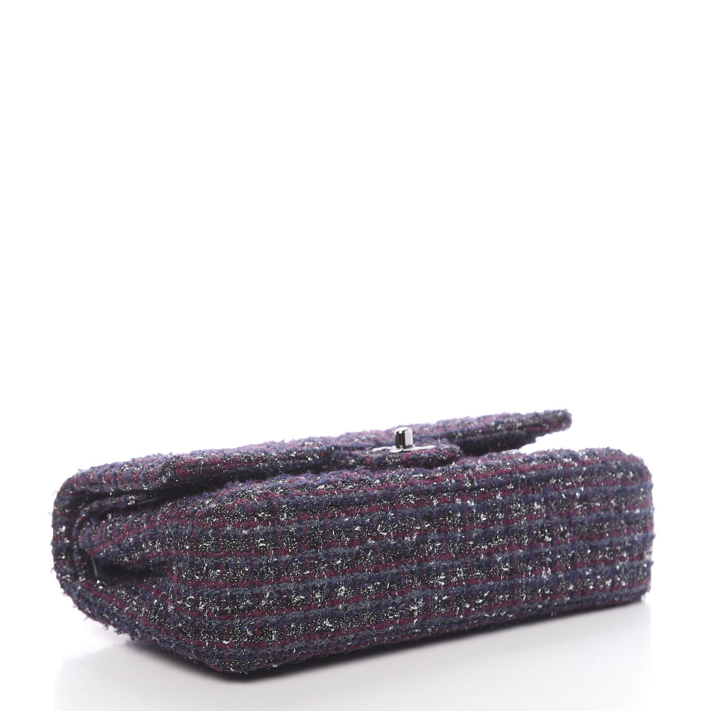Tweed Quilted Medium Double Flap Purple