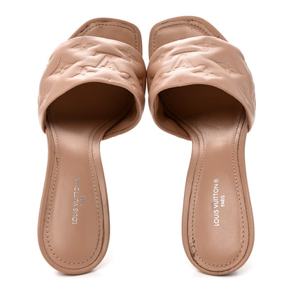 Louis Vuitton Lambskin Embossed Monogram Revival Mules 37.5 Peche Beige 2 of 11