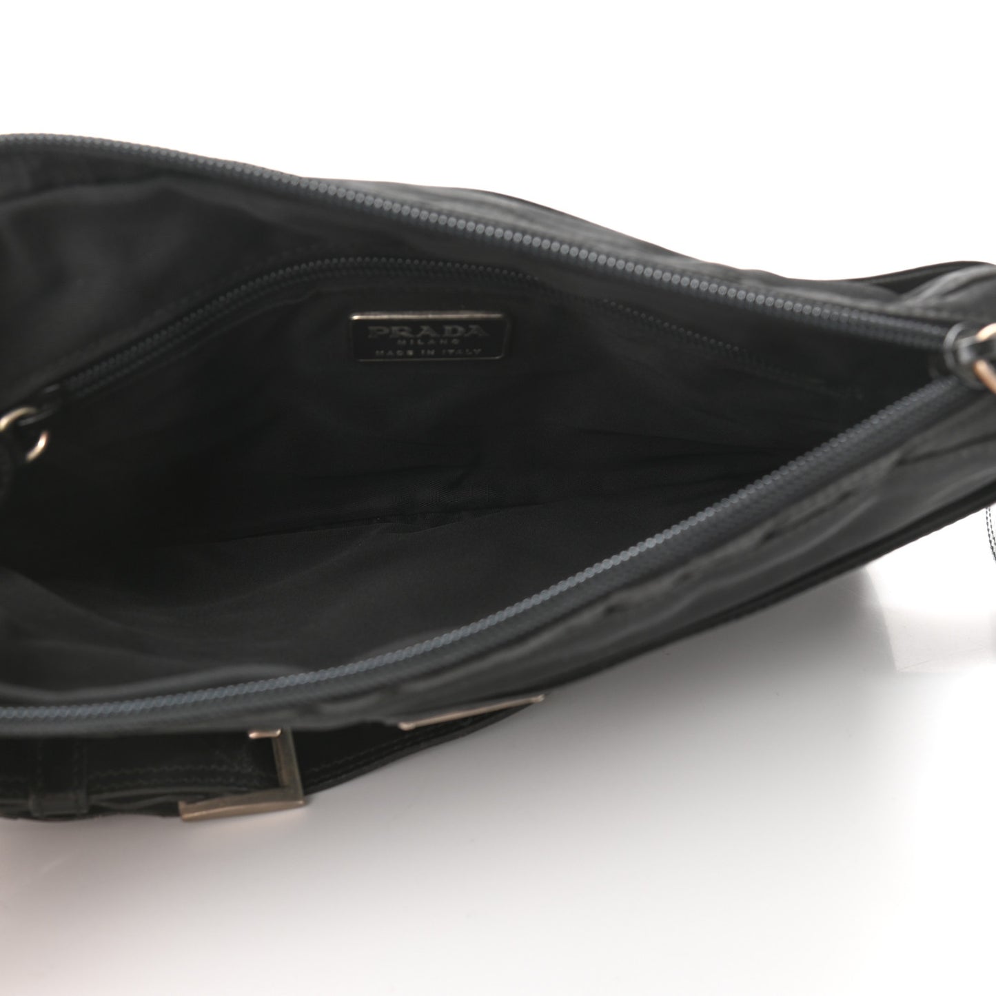 Calfskin Nylon Messenger Bag Black